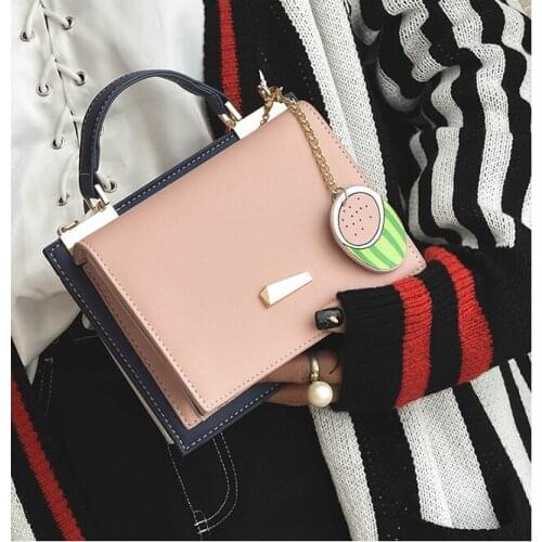 Women Handbag Small Crossbody Bags for Women Korean Fashion Simple Pu Leather Womens Shoulder Bags Watermelon Pendant Yellow