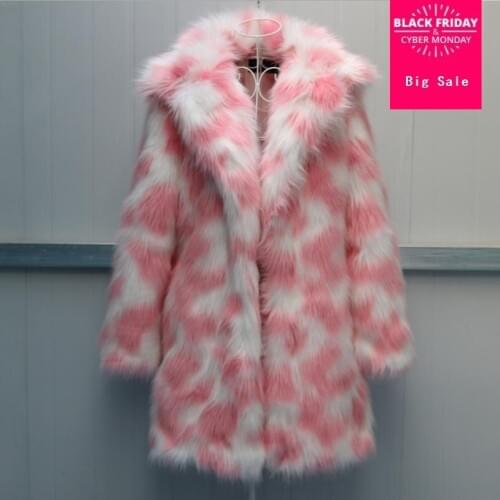 2018 winter fashion faux fox fur coat women fluffy extra long fake fox fur jacket thicken warm female outwear overcoat L1311 EMS
