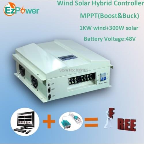 1KW 48V MPPT wind solar hybrid charge controller, LCD display, RS232/485 communication