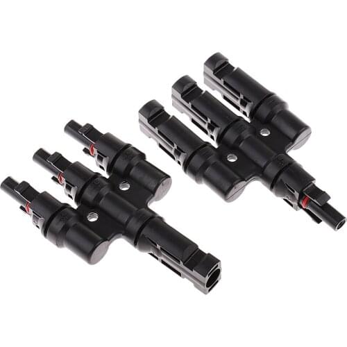 1 Pair T Branch Solar Panel Cable Connector 1 Male to 3 Female and 1 Female to 3 Male