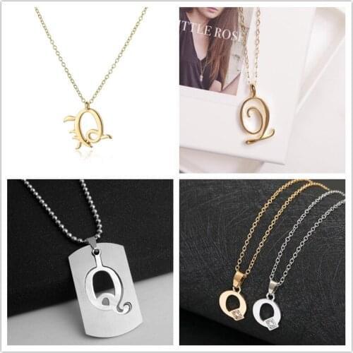 1pcs Family mom name gift Initial Letter Q monogram alphabet Stainless steel alloy 26 English word sign pendant Necklace jewelry