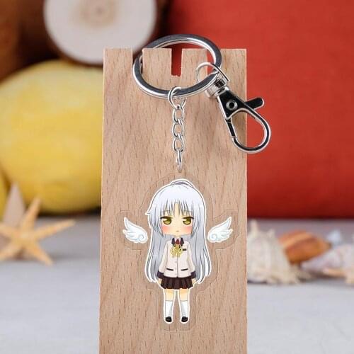 1 Pcs Cute Anime Angel Beats Cosplay Keychains Cartoon Figure Tachibana Kanade Car Key Holder Pendants Keyrings Figure Toys