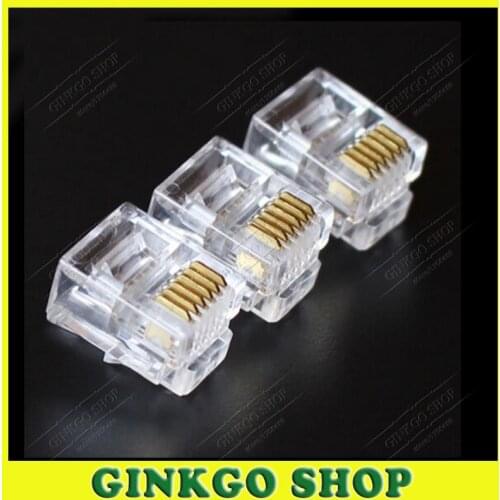 100pcs/lot Crystal RJ11 6P6C Modular Plug Lan Network Head Adapter Telephone Connector