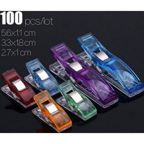 100 Pcs High Quality Mixed Color DIY Plastic Sewing Clips Transparent Quilting clips para patchwork Sewing Tool Free Delivery