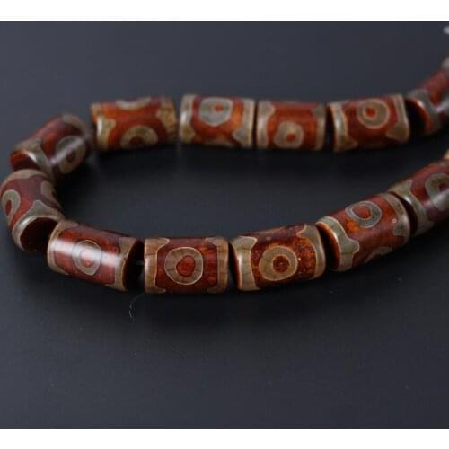 2Strands/Lot,15x20mm Brown Crack Tibetan Onxy Vintag Eye Dzi Tube Cylinder Spacer Beads Wholesale,DIY Bracelet Jewelry Making