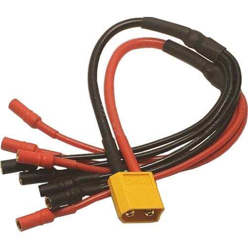 20cm XT60 Connector to 3.5mm Bullet Plug 4in1 ESC Power Cable 14/18AWG Wire for RC FPV DIY Quadcopter Parts