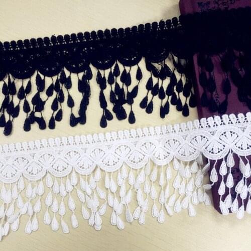 3Yds/lot 9cm wide exquisite black white rayon lace tassel lace water soluble embroidery clothes skirt lace AC464