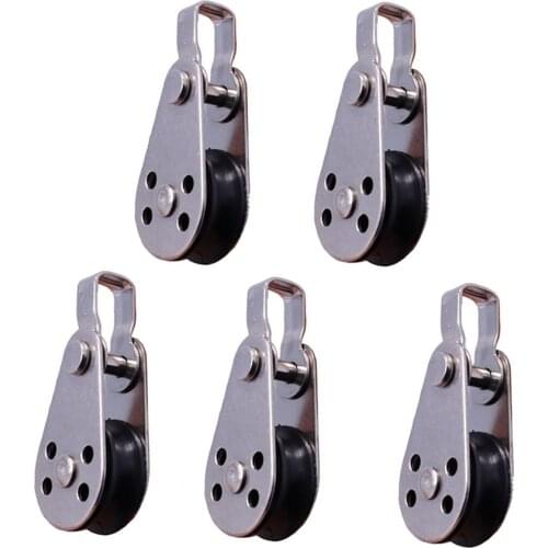 5PCS 316 Stainless Steel Pulley 60mm Wire Rope Crane Pulley Block Hanging Wire Towing Wheel for 2mm To 8mm Rope Metal Roller