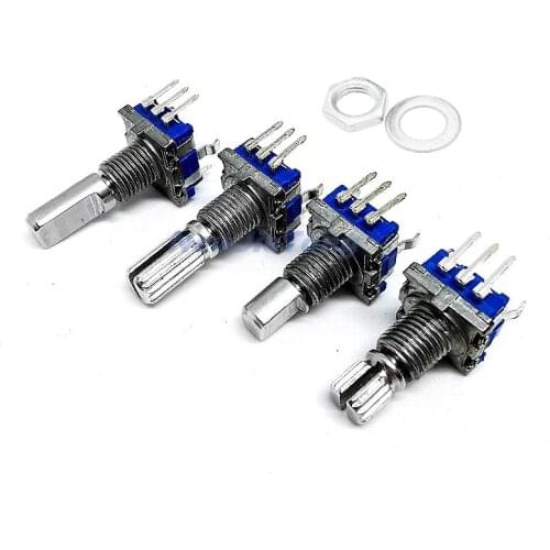 5pcs EC11 Rotary Encoder Coding Switch Digital Potentiometer With Push Button Switch 5Pin 20 Position 15mm 20MM Half Plum Shaft