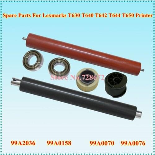 99A2036 Upper Fuser Roller + 99A0158 Lower Pressure Roller + 2PC Pickup Roller + 1pc Bearing for Lexmark T630 T640 Printer