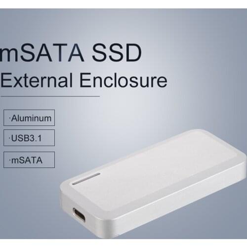 Uneatop Aluminum USB3.1 Type-C to Mini SATA SSD External HDD Enclosure for USB3.1 Adapter Hard Drive Case