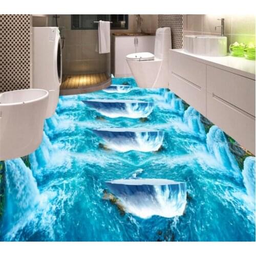 Beibehang Custom Falls Water Glacier 3D floor tiles Waterfalls Home living room room floor decoration 3D wallpaper 3d flooring