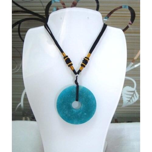 Free Shipping Natural Amazonite Coin/Round Pendant Rope Necklace Women Man Jewelry Accessories Weddings Parties Birthday Gift