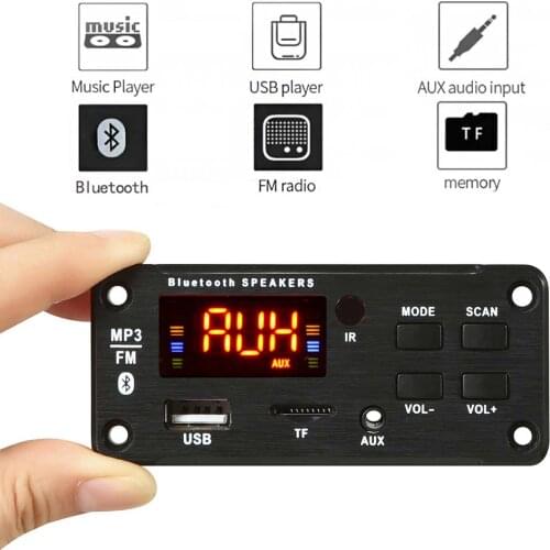 Wireless Bluetooth-compatible Decoder Board Car Audio Module Support USB TF FM Radio 5V 12V MP3