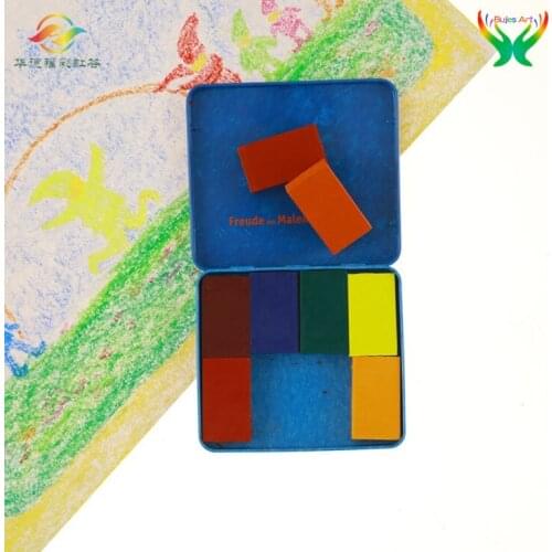 Childrens safety and non-toxic Beeswax block graffiti painting 8/16 color beeswax block iron box art supplies
