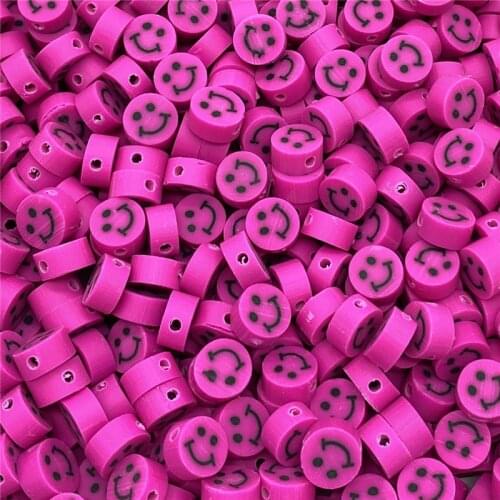 30pcs/Lot 10mm Clay Spacer Beads Oval Shape Smile-Face Beads Polymer Clay Beads For Jewelry Making DIY Bracelet Accessories #03