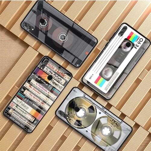 Original Retro Cassette Tape Tempered Glass Case For Huawei P30 P20 Lite For huawei Mate 20 Honor10 Honor8X Pro Cover