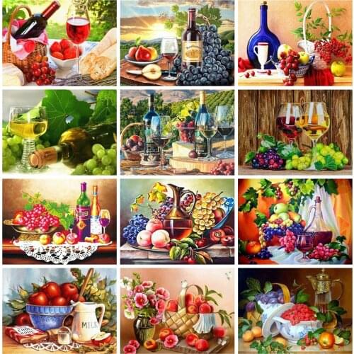 EverShine Diamond Embroidery Landscape 5D Full Drill Square Diamond Painting Fruit Rhinestones Mosaic Cross Stitch Wall Art