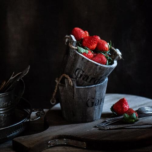 European Retro Wooden Flowerpot Desktop Home Decoration Wood Vase Plants Stand Vase Photography Props Flower Bucket