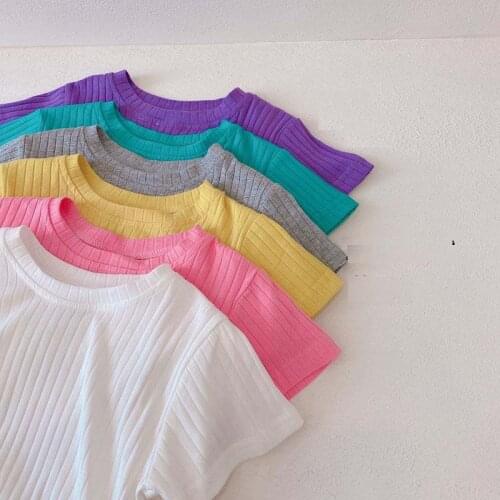 Baby Girls Tshirt Summer Kids Cotton Tops Clothes Children T-Shirts for Girl Short Sleeve Summer T Shirts solid