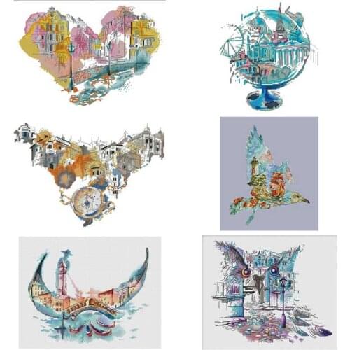 City landscape series patterns counted 11CT 14CT 18CT Cross Stitch Sets DIY Chinese Cross-stitch Kits Embroidery Needlework