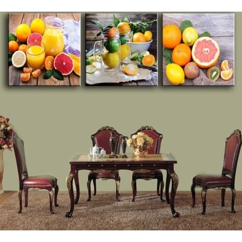 3 Pieces Kitchen Fruit Juice Wall Art Decor Modern Canvas Art Pictures For Dining Room Wine Print Poster Unframed