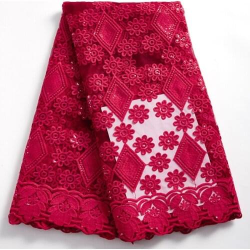 SJD LACE New Wine Red High Quality African Lace Fabric 2021 French Mesh Nigerian Fabric Sewing Acceddories For Women Dress A2378