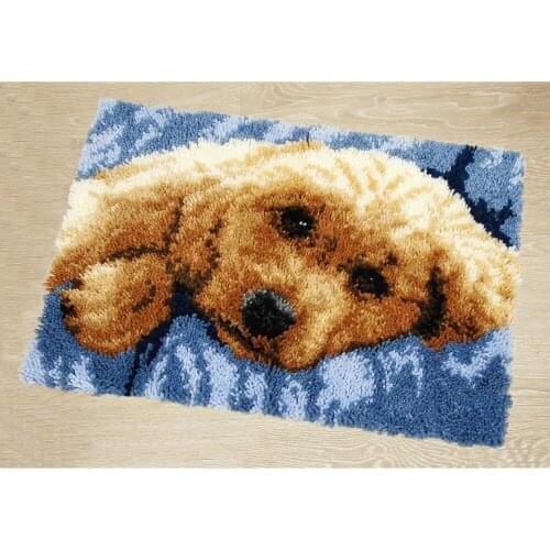 Latch Hook Kits for Adults and Kids with Printed Puppy Pattern Relaxing Fun Hobby Kit Including Hooks Home Decoration