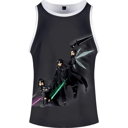 Anime Sword Art Online 3d Printed Gym Tank Top Boys Fashion Fitness sleeveless Tees Singlet Bodybuilding Tank Tops summer vest