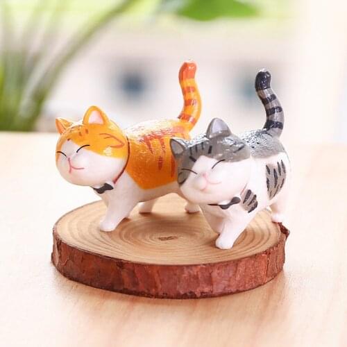 Cute Cat Ornaments Kawaii Bell Cat Animal Fairy Garden Figurines Accessories Home Decoration Desktop Model Birthday Gift Gif