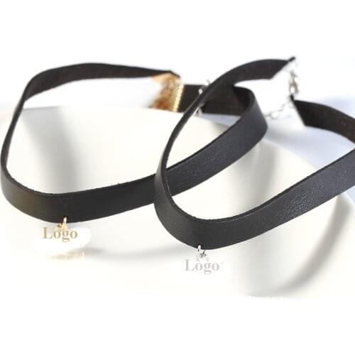 Kpop Fashion PU Choker Necklace Chain Accessories Metal Pendant Necklace