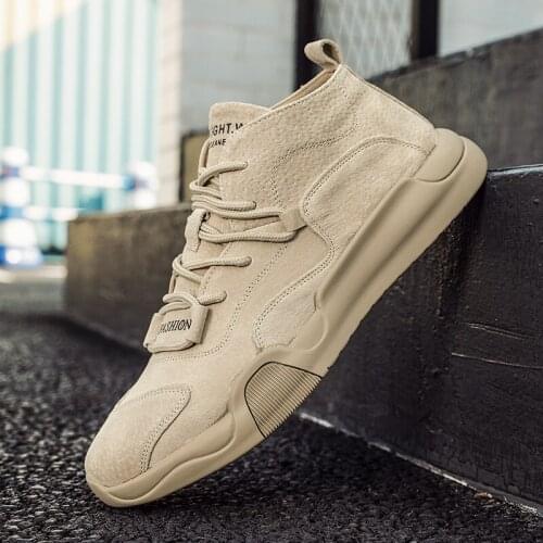 Mens Boots Rubber Sole Korean Style Fashion All-match Spring Autumn Men Casual Shoes Non Slip Lightweight Outdoor Short Boots