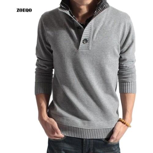 ZOEQO new mens fashion knitted sweaters mens Long sleeve pullover turndown Knitwear coat casual slim sweater men clothing 0423