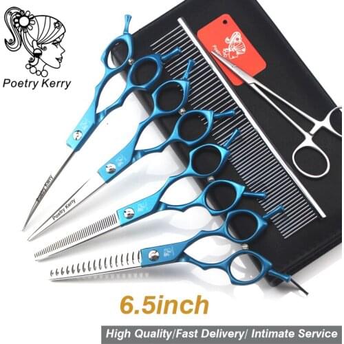 6.5 inch pet hairdressing scissors set five-color suit high-end pet dog scissors hair care & styling