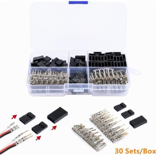 Queen hobby 30 Sets/Box High Quanlity Servo Plug Male Female Connector Crimp Pin Kit Compatible for Hitec Spektrum RC Model