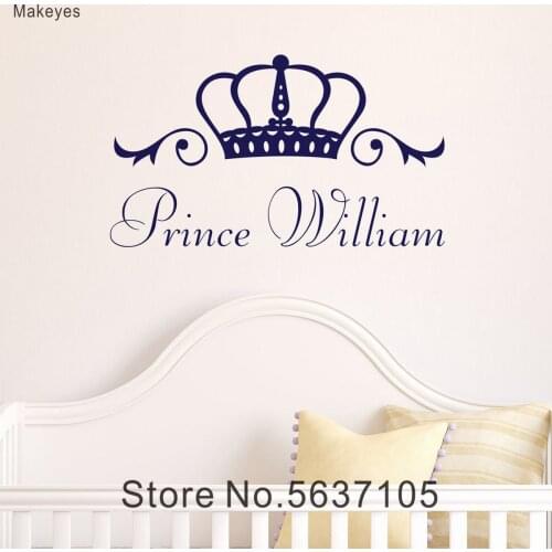Makeyes Custom Baby Names Prince Pincess Wall Stickers Kids Bedroom Vinyl Wall Decor Personalized Nameas Baby Gift Design Q091