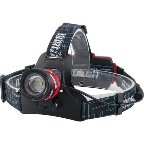 BORUiT B9 T6 LED Powerful Headlamp 1000LM 3-Mode Zoom Headlight Rechargeable 18650 Waterproof Head Torch for Hunting Camping