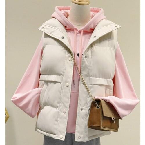 Alien Kitty 2021 New Autumn Women Down Jacket Hot Casual All-Match Solid Color Pocket Female Cardigan Coats Sleeveless