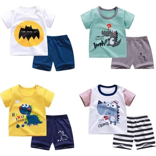 0-6Y Boy Girl Clothes Sets Suits Summer Baby Toddler Short Sleeve T-shirt Kids Shorts Two-piece Set
