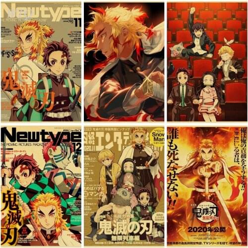 Demon Slayer Posters Anime Posters Retro Poster Canvas Painting Wall Art Picture Home Decor Photos for Childrens Room Decor