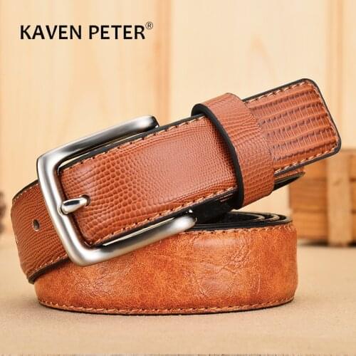 Casual Male Leather Belt High Quality Waistband Strap Fashion Leather Belts for Men Pin Buckle