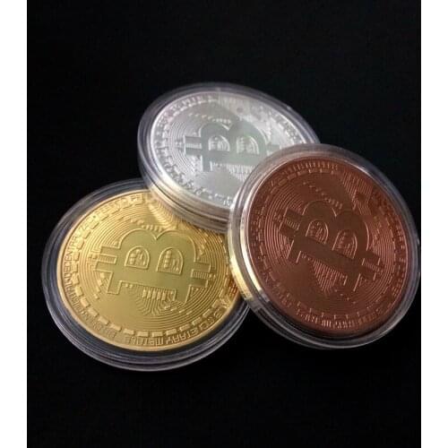 Gold/Silver Plated Bitcoin Coin Collectible Art Collection Gift Physical Commemorative Casascius Bit BTC Metal Antique Imitation