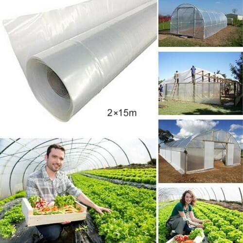 15m Transparent Vegetable Greenhouse Agricultural Cultivation Plastic Cover Film Waterproof Anti-UV Gardening Protect Plants