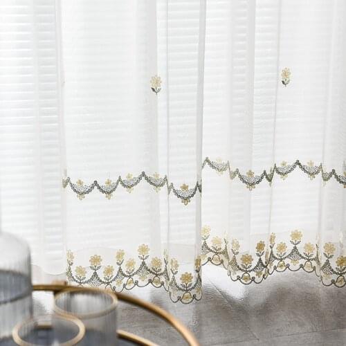Pastoral Light Luxury Curtains for Living Dining Room Bedroom Embroidery, Exquisite Fairy Sense Full of Gauze Curtain