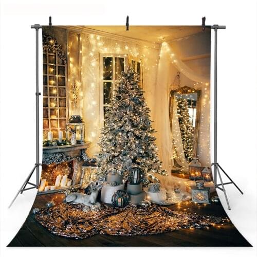 Christmas Photography Backdrops Luxury Living Room Winter Fireplace Candle Background Newborn Baby Kids Photo Prop Studio Booth