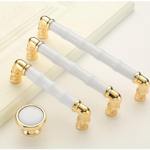 European Style Zinc Alloy+Ceramic Knobs and Handles Simple Wardrobe Pulls Kitchen Cabinet Handles Drawer Pulls furniture