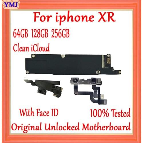 With/Without Face ID for iphone XR Motherboard Factory unlock ,Free iCloud Mainboard,100% Original Logic board 64GB/256GB/512GB