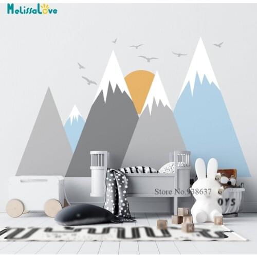 Mountain Woodland Wall Decal Bird Sun Baby Room Nursery Adventure Theme Removable Vinyl Wall Stickers BA973