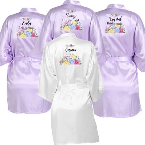 Custom Silk Satin Robe Bride Robe Bridesmaid Robes Women Wedding Robes Bridal Robe Sleepwear Dressing Bathrobe
