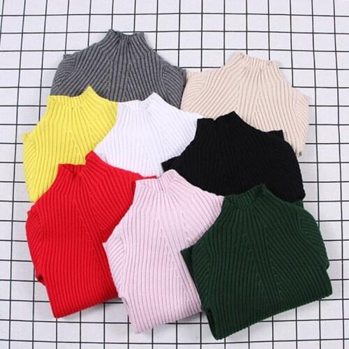 Baby Boys Girls Turtleneck Sweaters 2020 Autumn Kids Warm Knit Sweaters For Winter Knitted Bottoming Boys Sweaters